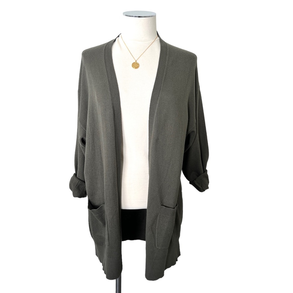 EXPRESS Women’s Olive Green Long Open Cardigan Size XS Cotton Blend